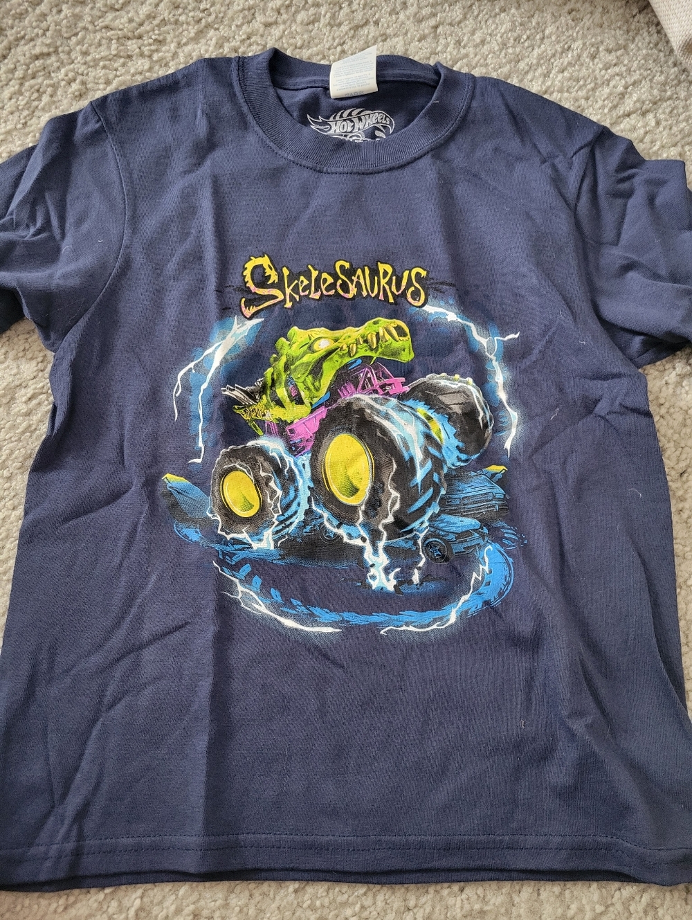 Skelesurus Monster Truck Graphic Tee - Navy Blue